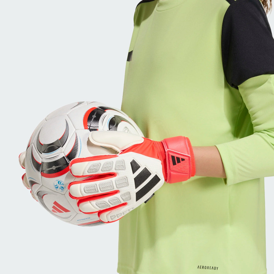adidas Junior Predator MTC FS Soccer Goalkeeper Gloves white/red