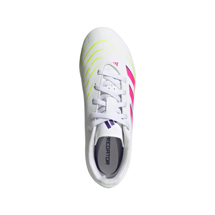 adidas Junior Predator ID3810 Club FG Soccer Cleats white pink lemon yellow