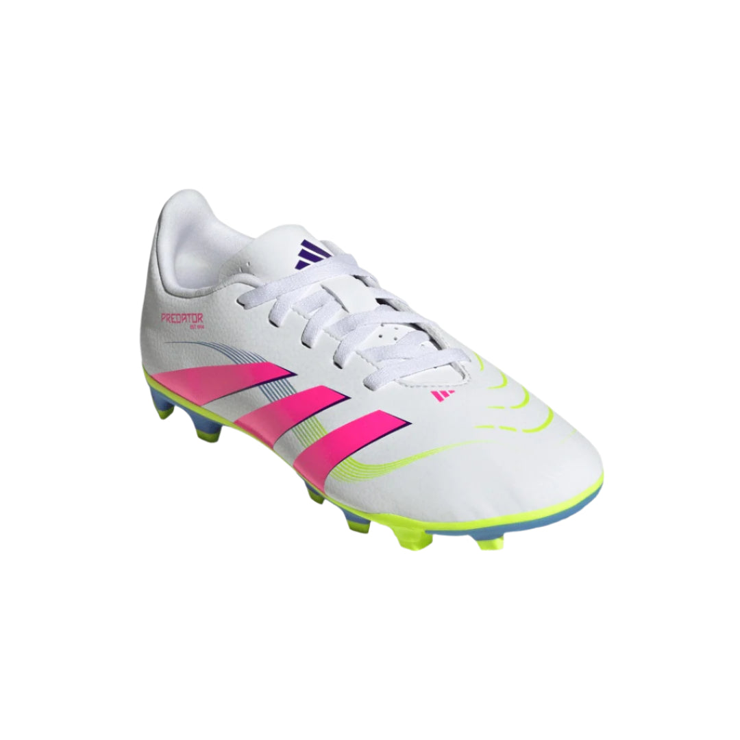 adidas Junior Predator ID3810 Club FG Soccer Cleats white pink lemon yellow