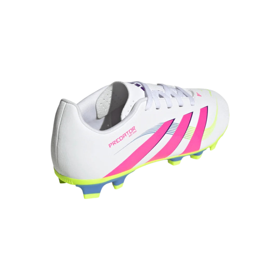 adidas Junior Predator ID3810 Club FG Soccer Cleats white pink lemon yellow