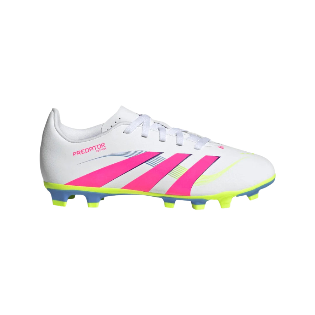 adidas Junior Predator ID3810 Club FG Soccer Cleats white pink lemon yellow