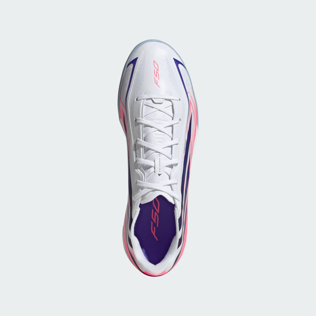 adidas Senior F50 Hyperfast League Indoor Soccer Shoes white/pink/purple