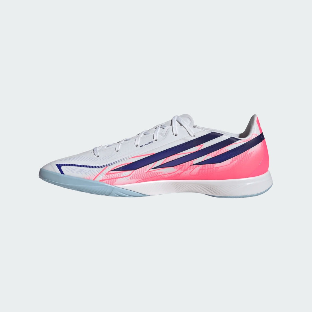adidas Senior F50 Hyperfast League Indoor Soccer Shoes white/pink/purple