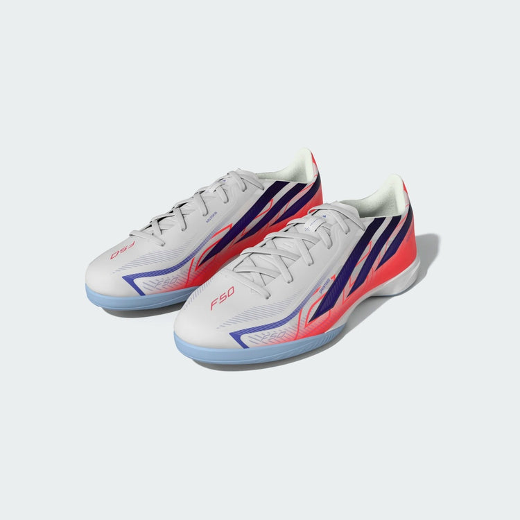 adidas Senior F50 Hyperfast League Indoor Soccer Shoes white/pink/purple