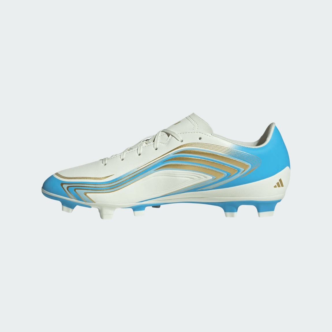 adidas Senior F50 Messi Club FG/MG Soccer Cleats ivory/blue/gold