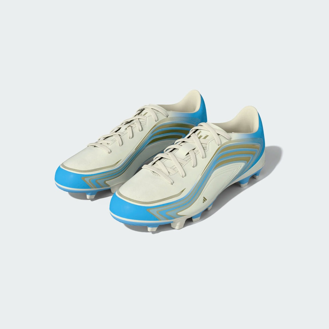 adidas Senior F50 Messi Club FG/MG Soccer Cleats ivory/blue/gold