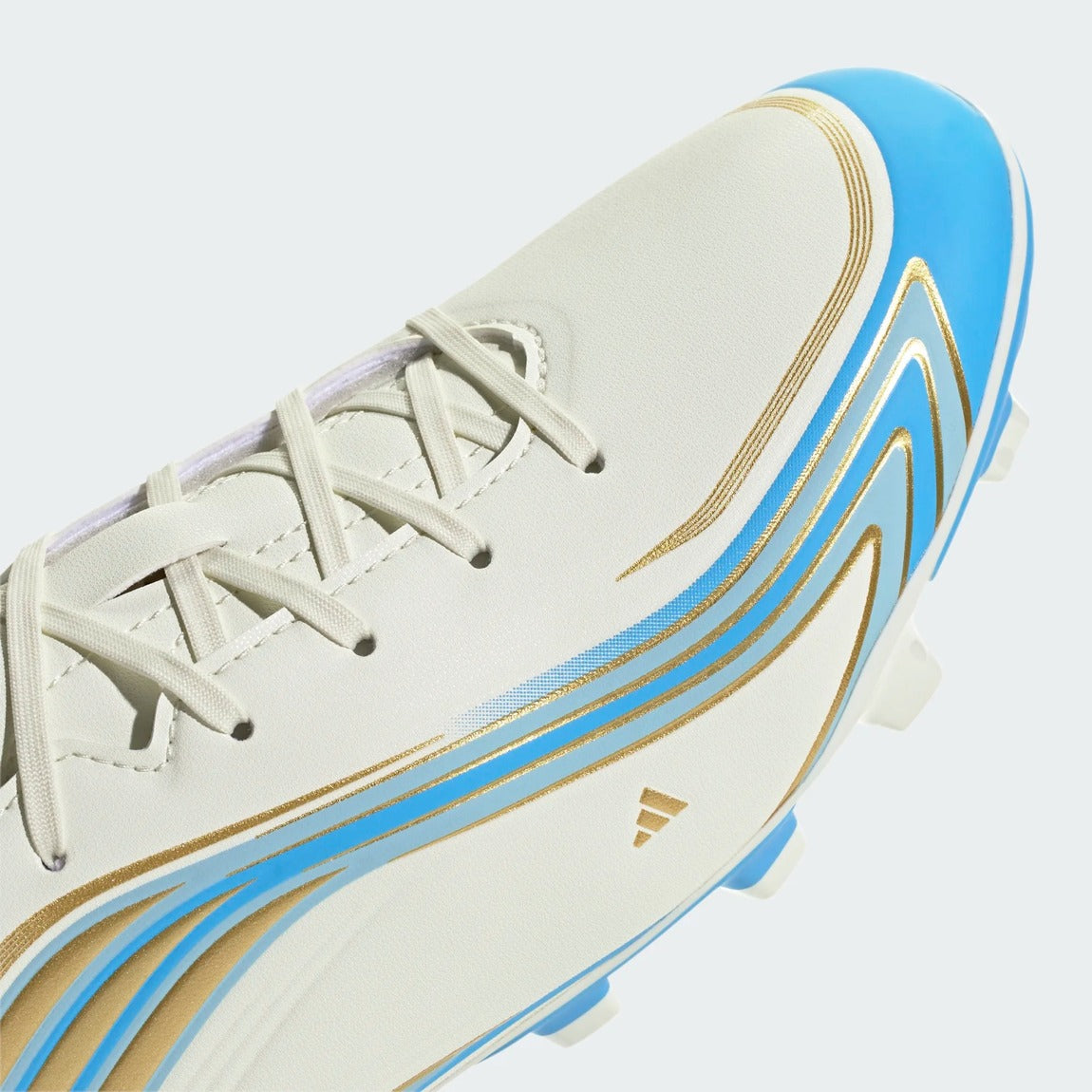 adidas Senior F50 Messi Club FG/MG Soccer Cleats ivory/blue/gold