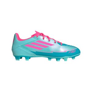adidas Senior F50 Messi IH0929 Club FG Soccer Cleats aqua pink cyan blue