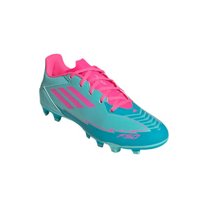 adidas Senior F50 Messi IH0929 Club FG Soccer Cleats aqua pink cyan blue