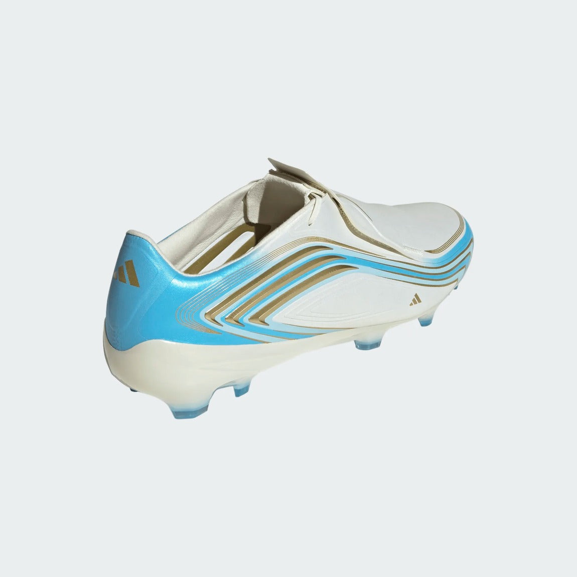 adidas Senior F50 Messi Pro Firm Ground Soccer Cleats ivory/blue/gold