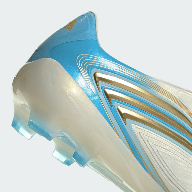 adidas Senior F50 Messi Pro Firm Ground Soccer Cleats ivory/blue/gold