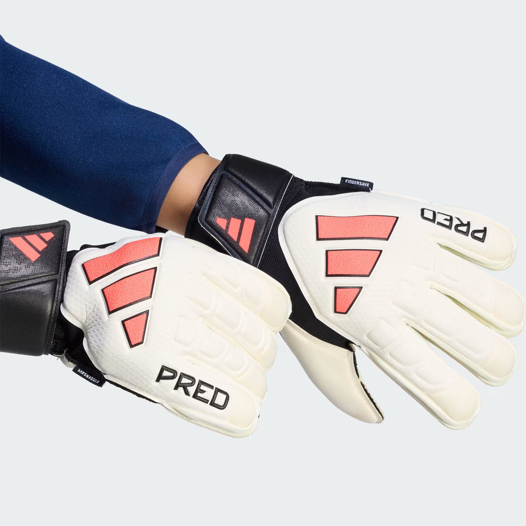 adidas Senior Predator Match Fingersave Soccer Goalkeeper Glove white/black