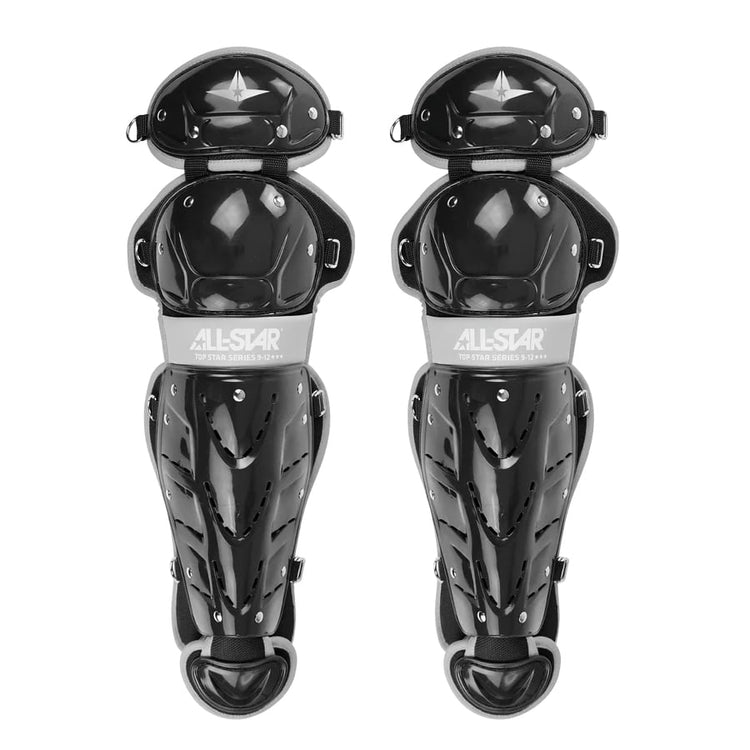 All-Star Intermediate 15" Top Star Catcher's Leg Guards Black