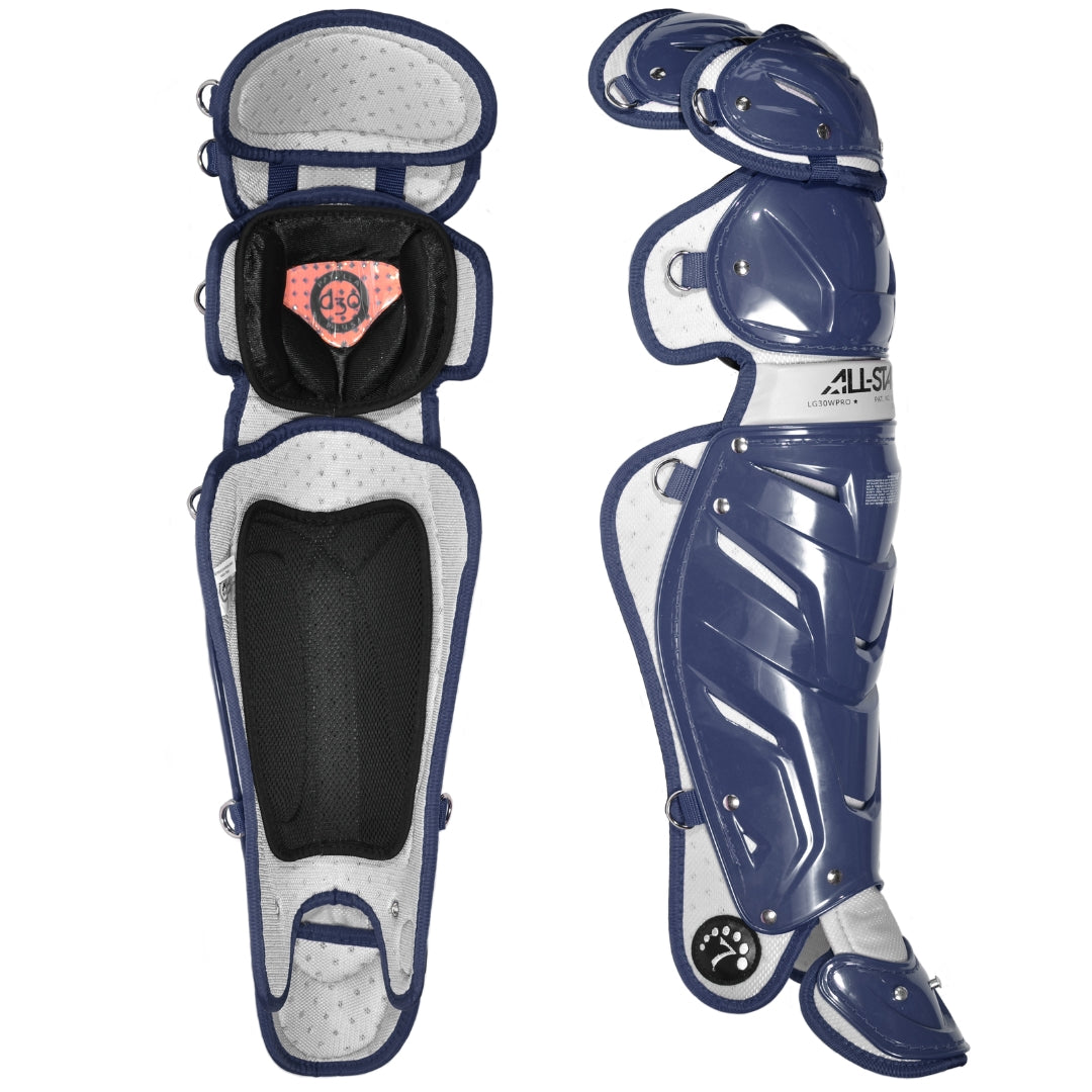 All-Star Senior 15.5" Pro System 7 LG30SPRO Catcher's Leg Guards navy silver