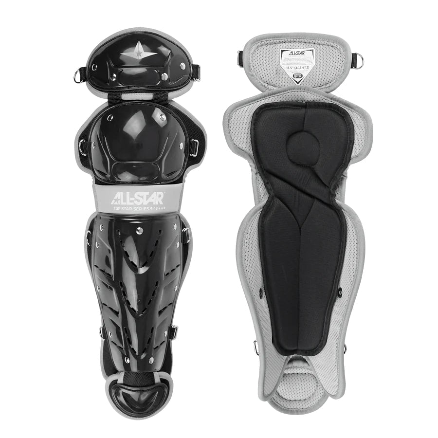 All Star Youth 12.5" Top Star Catcher's Leg Guards Black