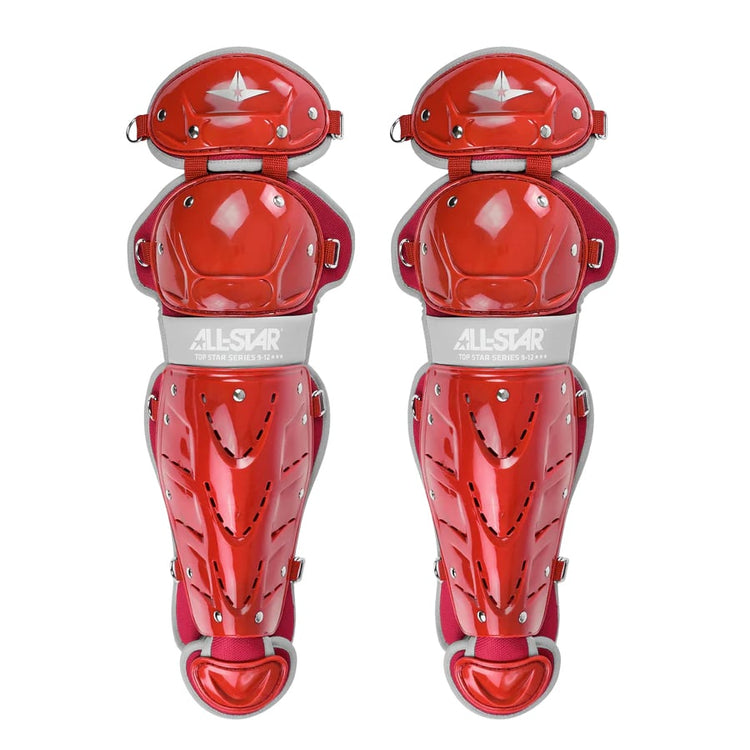 All Star Youth 12.5" Top Star Catcher's Leg Guards Red