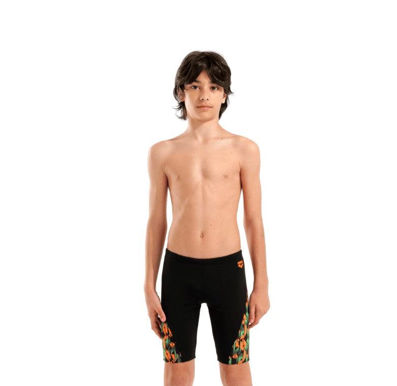 arena Boy's Print Swim Jammer Black/Orange Multi 