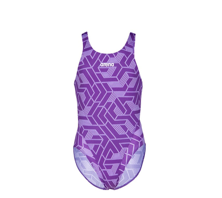 arena Girl's Escape Swim Tech One Piece Swimsuit Black/Team Purple 