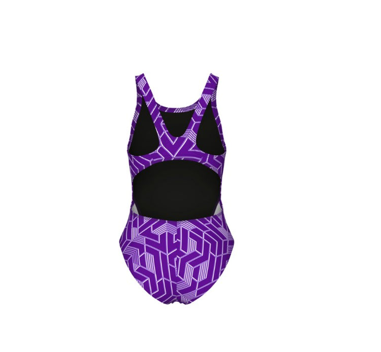 arena Girl's Escape Swim Tech One Piece Swimsuit Black/Team Purple 