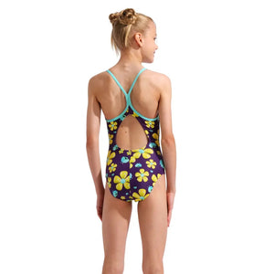 arena Girl's Spring Lightdrop Back One Piece Swimsuit plum/ multi water