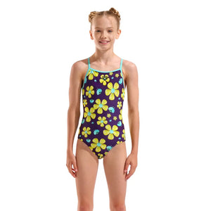 arena Girl's Spring Lightdrop Back One Piece Swimsuit plum/ multi water
