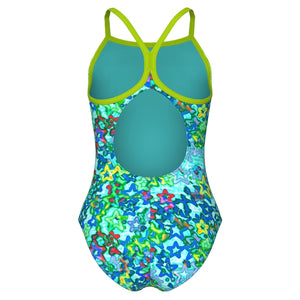 arena Girl's Stars Light Drop Back L Swimsuit blue green