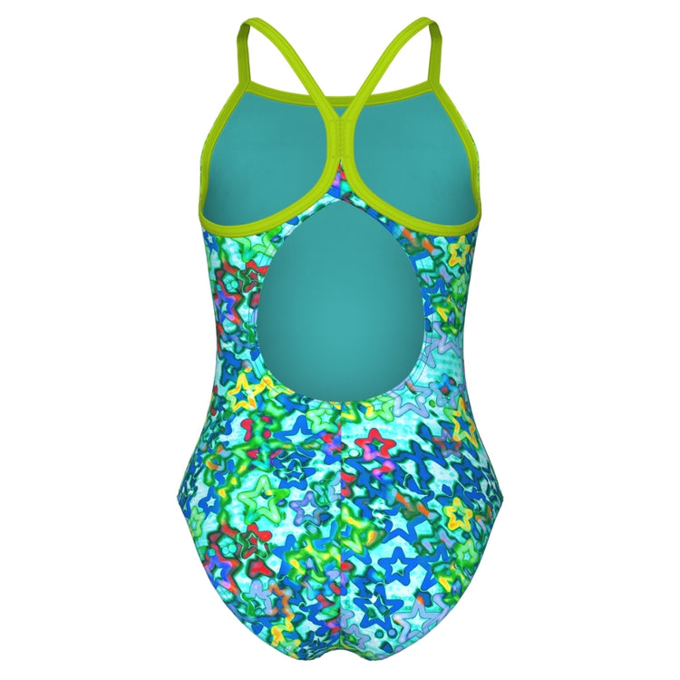 arena Girl's Stars Light Drop Back L Swimsuit blue green