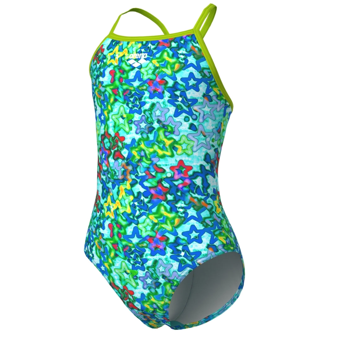 arena Girl's Stars Light Drop Back L Swimsuit blue green