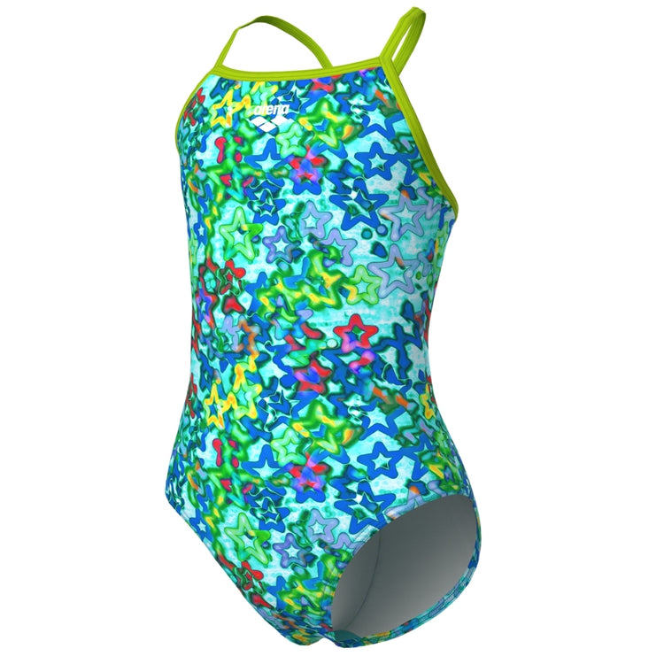 arena Girl's Stars Light Drop Back L Swimsuit blue green