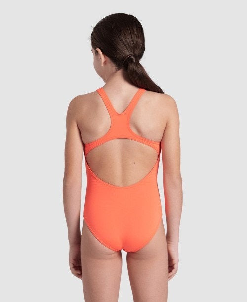 arena Girls Team Solid Pro Back One Piece Swimsuit Bright Coral 