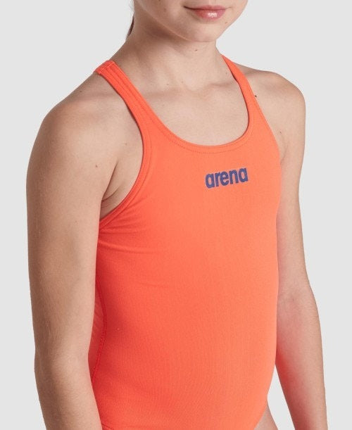 arena Girls Team Solid Pro Back One Piece Swimsuit Bright Coral 