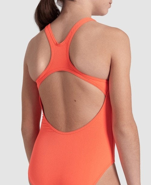arena Girls Team Solid Pro Back One Piece Swimsuit Bright Coral 