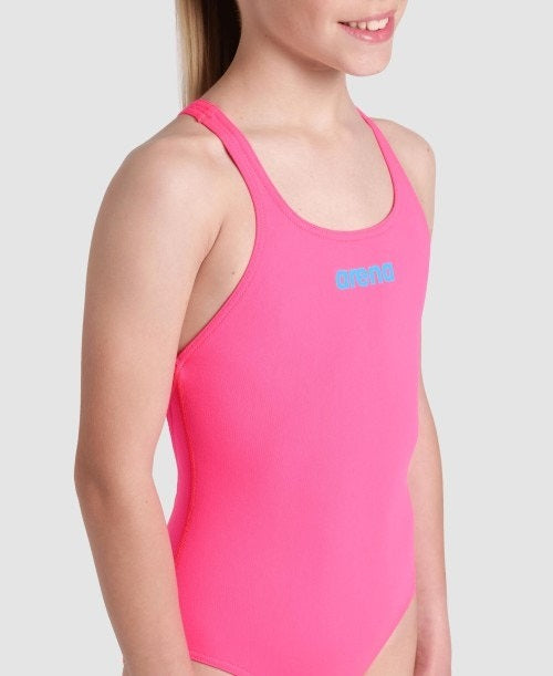 arena Girls Team Solid Pro Back One Piece Swimsuit Shocking Pink/Blue River
