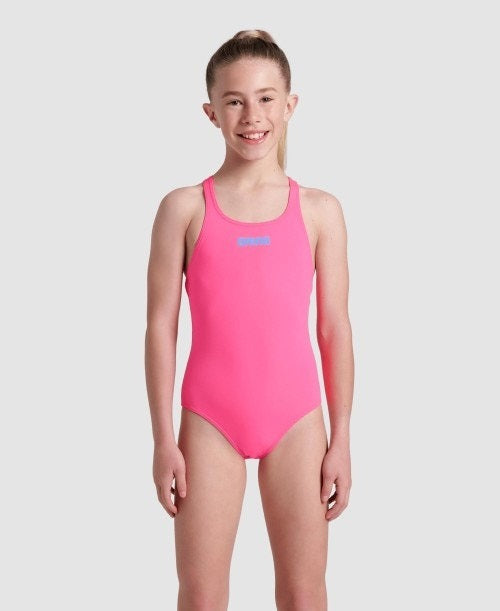 arena Girls Team Solid Pro Back One Piece Swimsuit Shocking Pink/Blue River