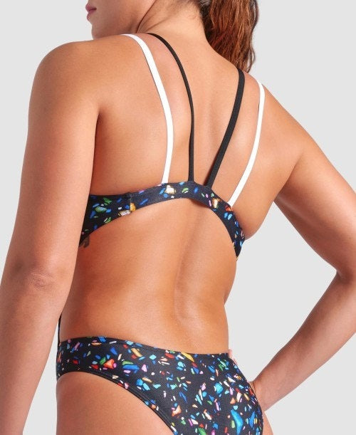 arena Women's Confetti Swim Tech One Piece Swimsuit Black Multi/Black White 
