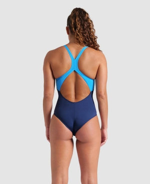 arena Women's Dreamline V Back One Piece Swimsuit Navy/Turquoise Multi 