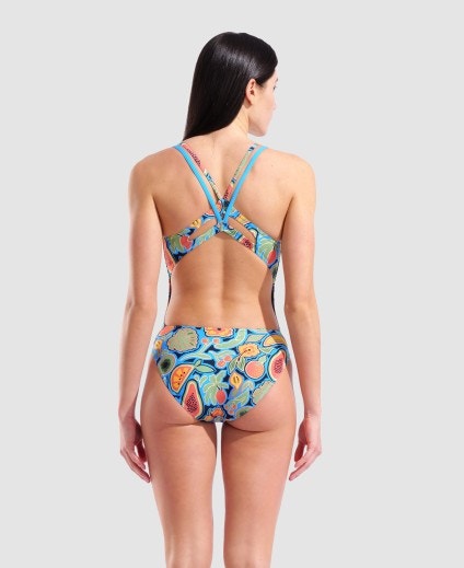 arena Women's Fruits Lace Plus Back One Piece Swimsuit Multi Turquoise/Multi 