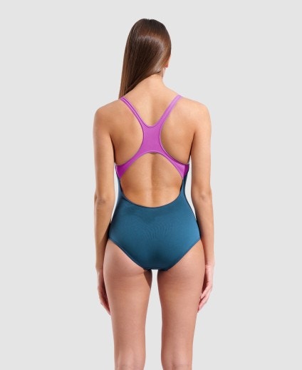 arena Women's Graphic Pro Back LB One Piece Swimsuit Blue Cosmo/Very Fuchsia