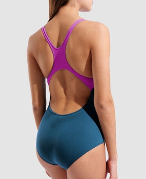 arena Women's Graphic Pro Back LB One Piece Swimsuit Blue Cosmo/Very Fuchsia