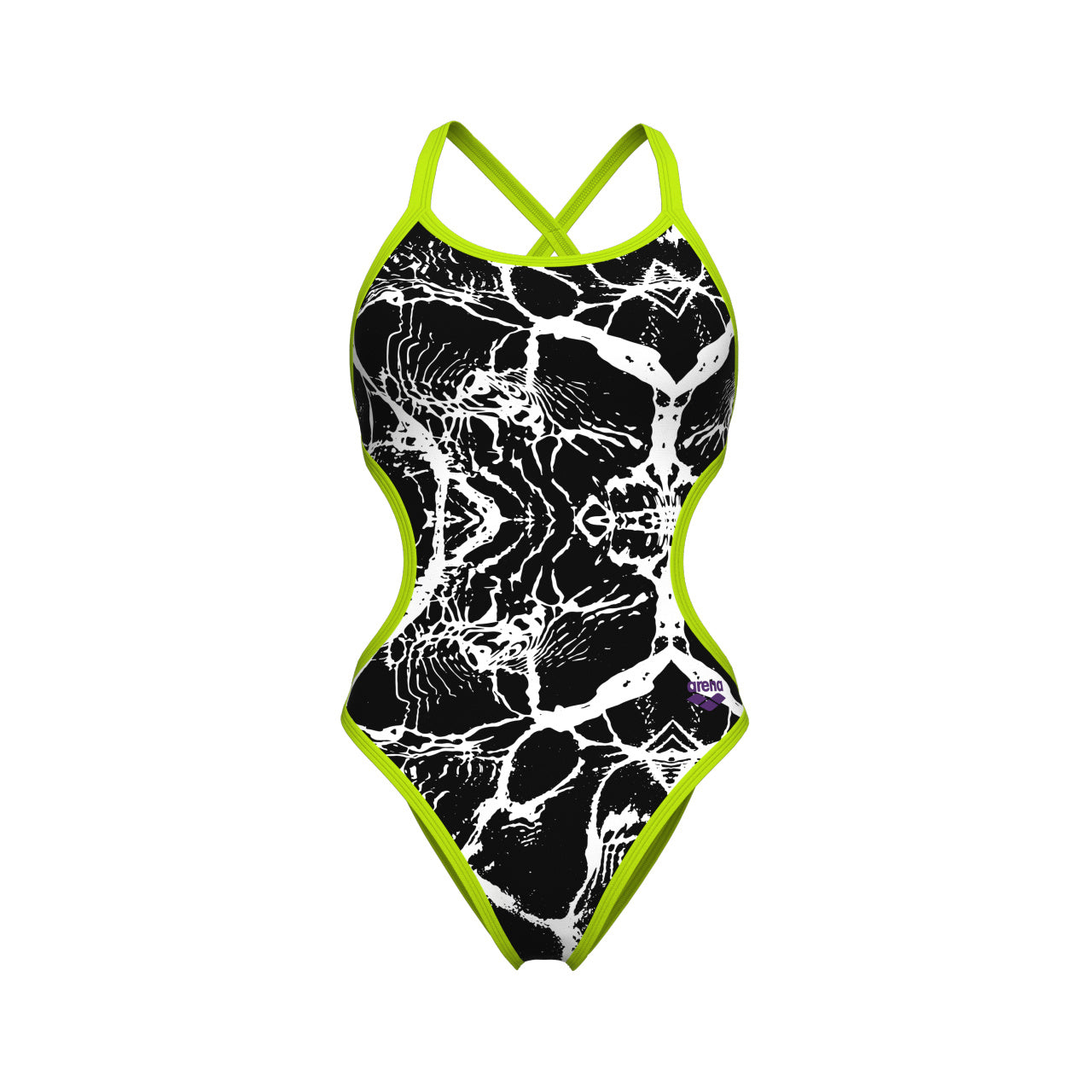 arena Women's Hooked Reversible One Piece Swimsuit Black Multi/Plum/Artic Lime