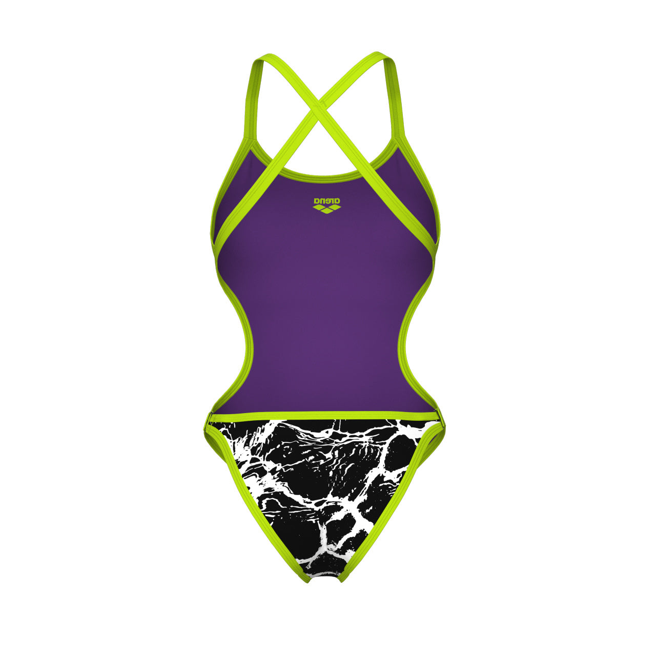 arena Women's Hooked Reversible One Piece Swimsuit Black Multi/Plum/Artic Lime