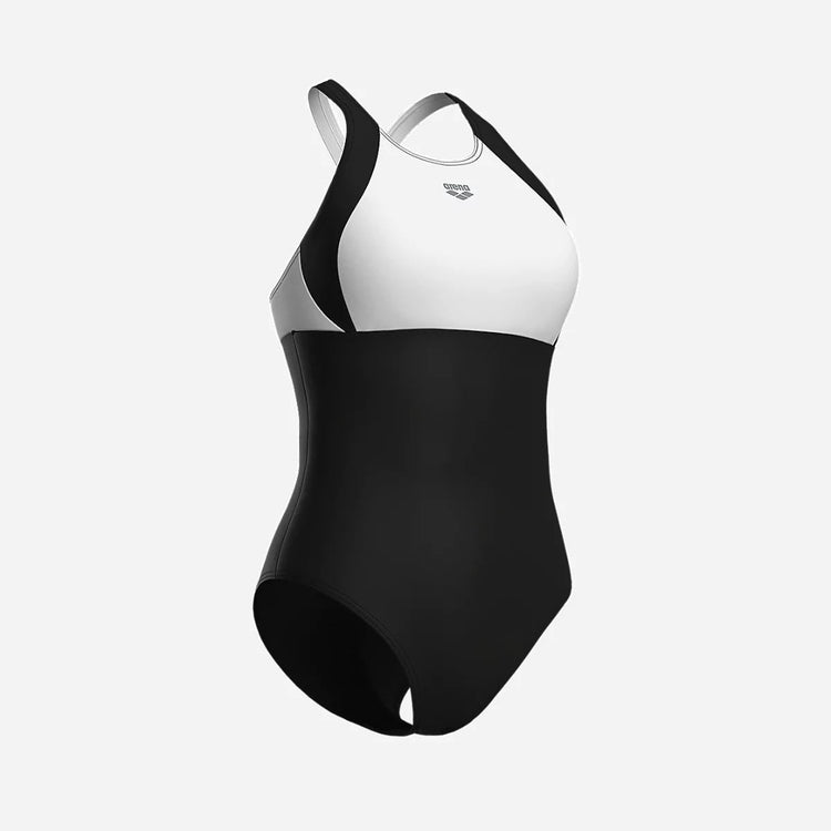 arena Women's Linda Cross Back One Piece Swimsuit black/white