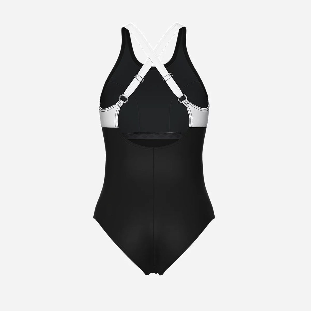arena Women's Linda Cross Back One Piece Swimsuit black/white