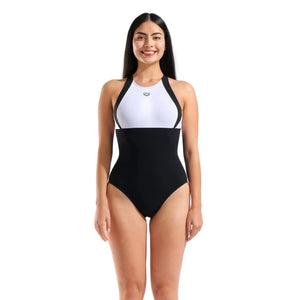 arena Women's Linda Cross Back One Piece Swimsuit black/white