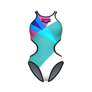 arena Women's One Placement Tech Back One Piece Swimsuit multi color (green/white/pink/blue/black)
