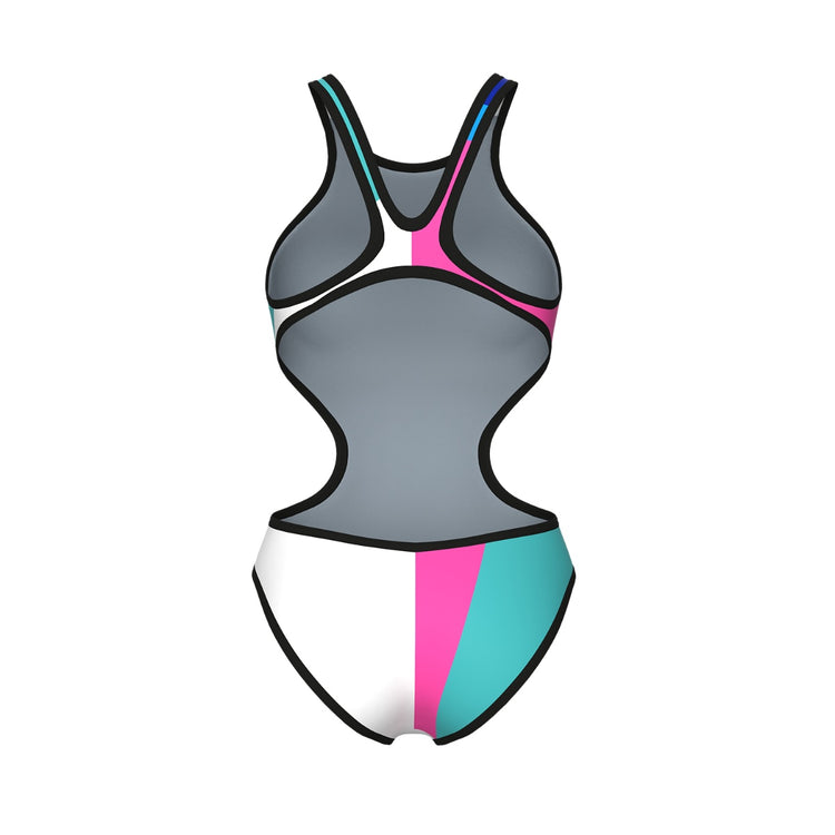 arena Women's One Placement Tech Back One Piece Swimsuit multi color (green/white/pink/blue/black)
