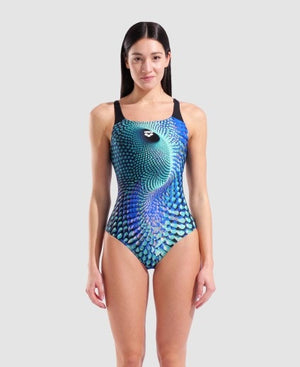 arena Women's Peacock Pro Back One Piece Swimsuit Multi Green/Black