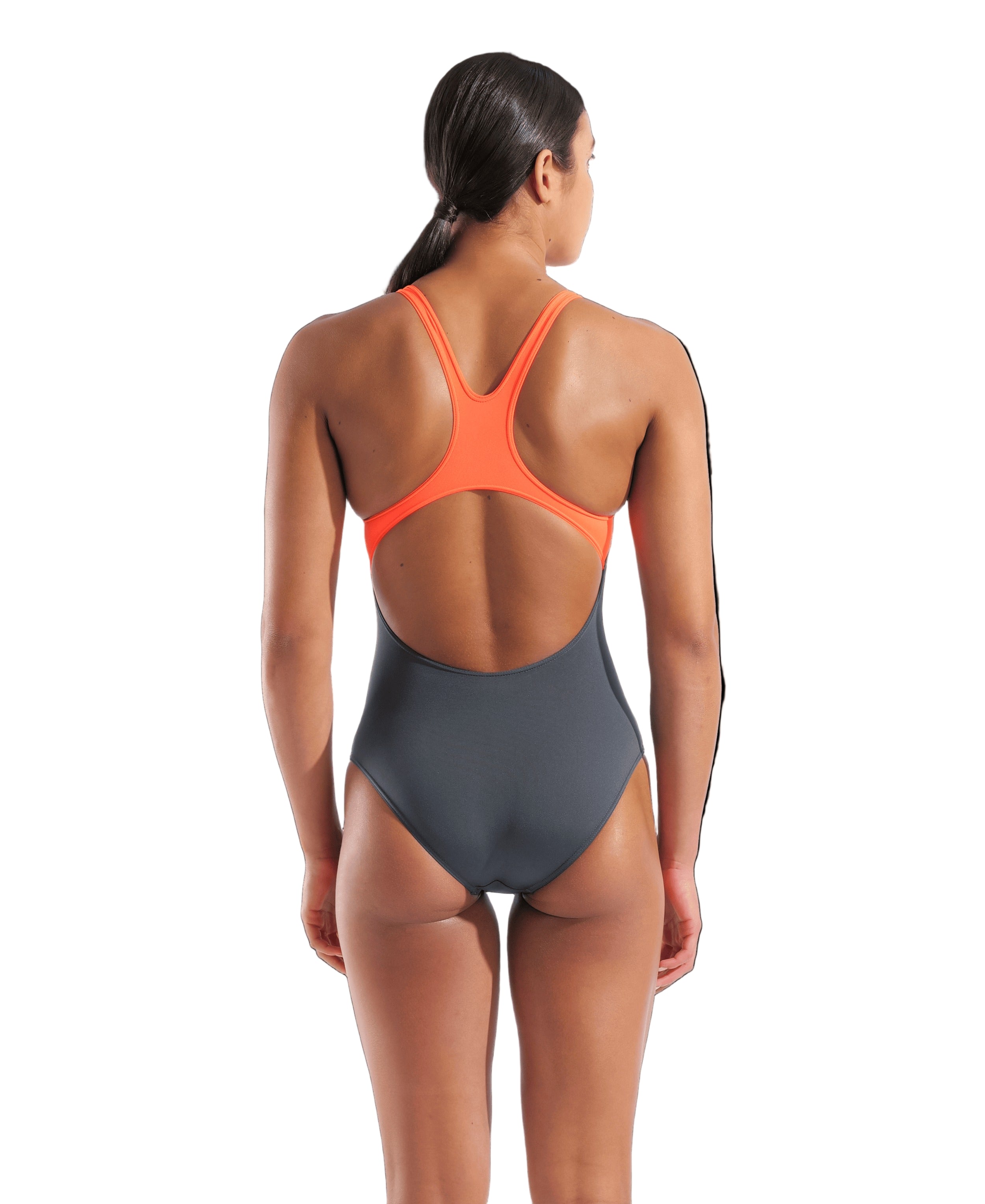 arena Women's Poseidonia Pro Back One Piece Swimsuit Asphalt/Bright Coral