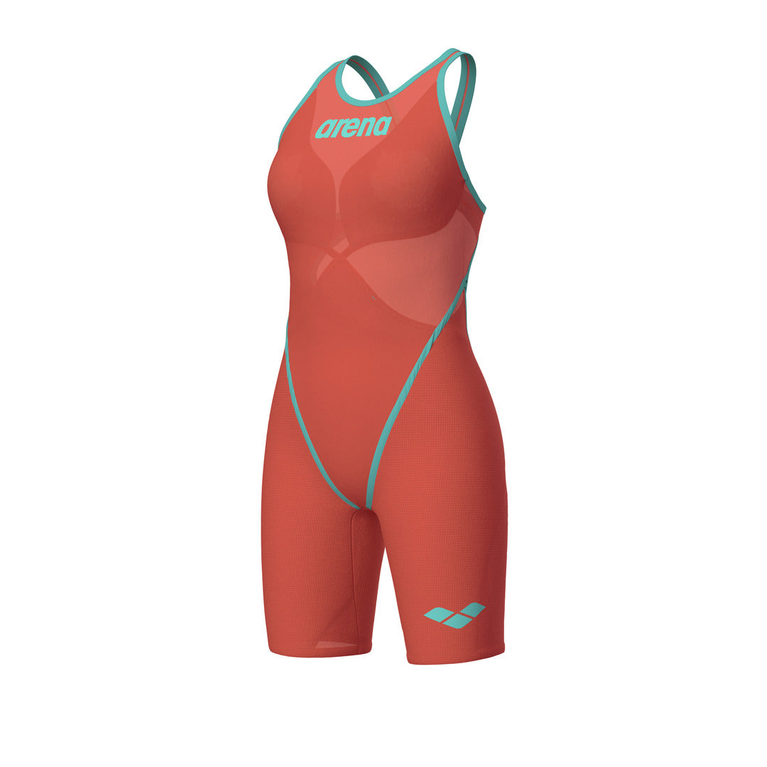 arena Women's Powerskin Carbon Glide Limited Edition Open Back Kneeskin coral