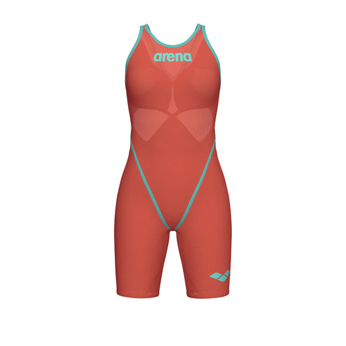 arena Women's Powerskin Carbon Glide Limited Edition Open Back Kneeskin coral